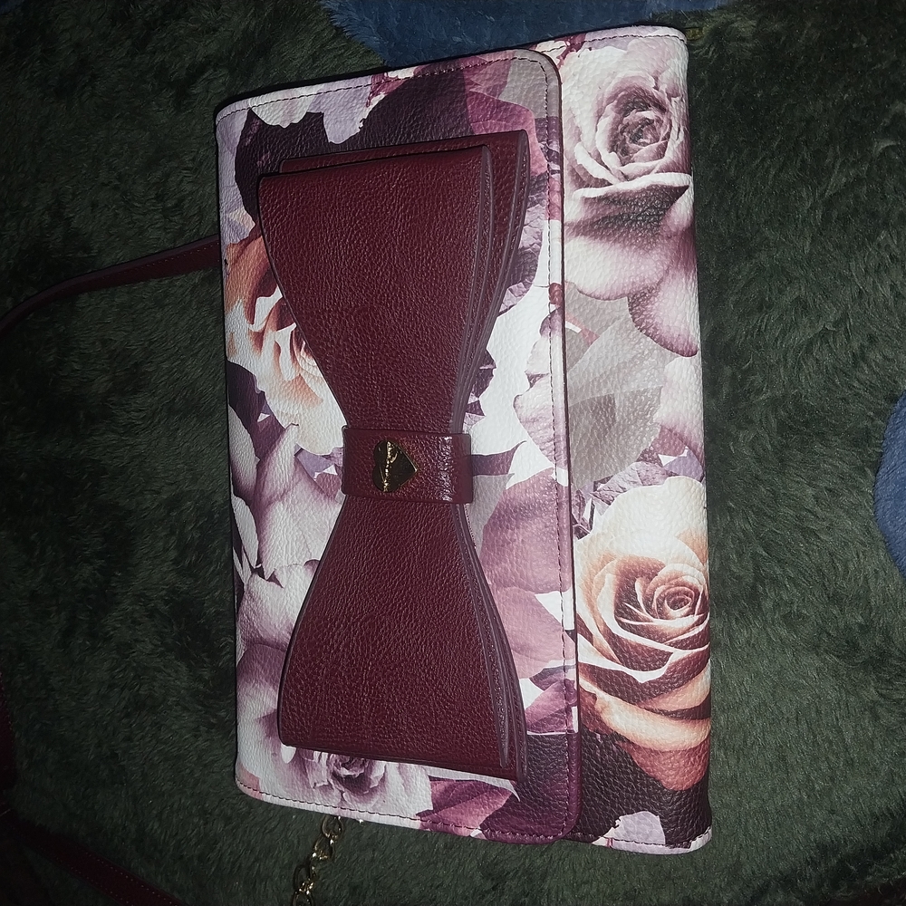 Floral Burgundy Bow Clutch
